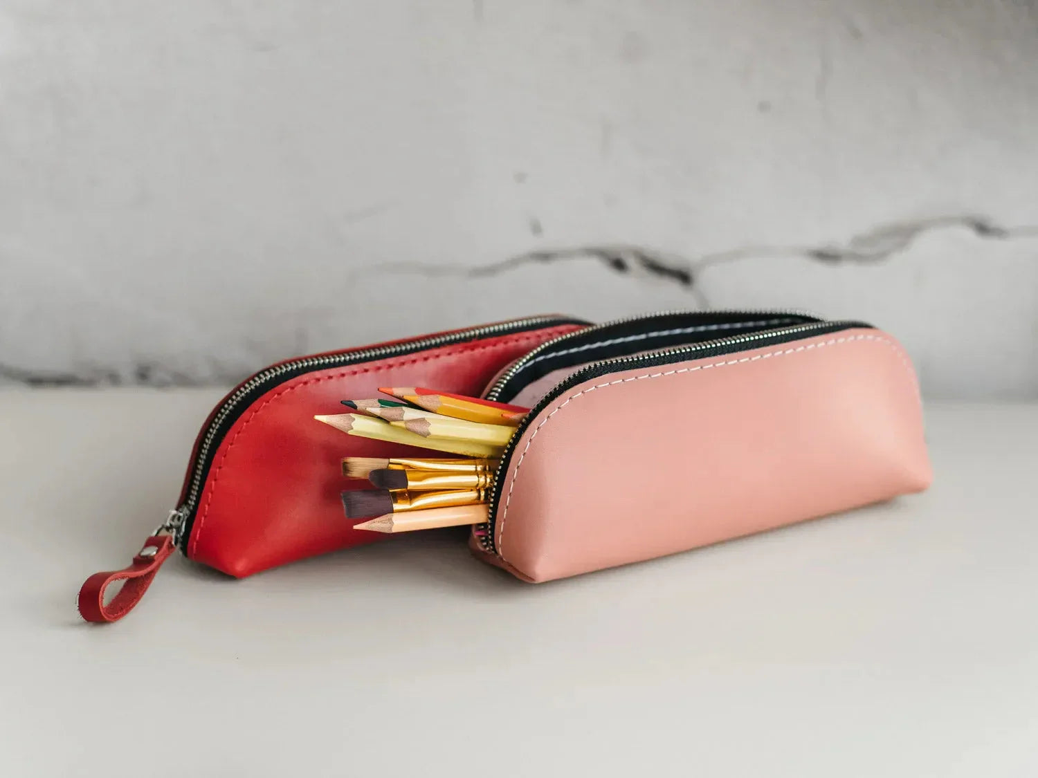 Zippered Leather Case for Pens, Pencils & Small Tools