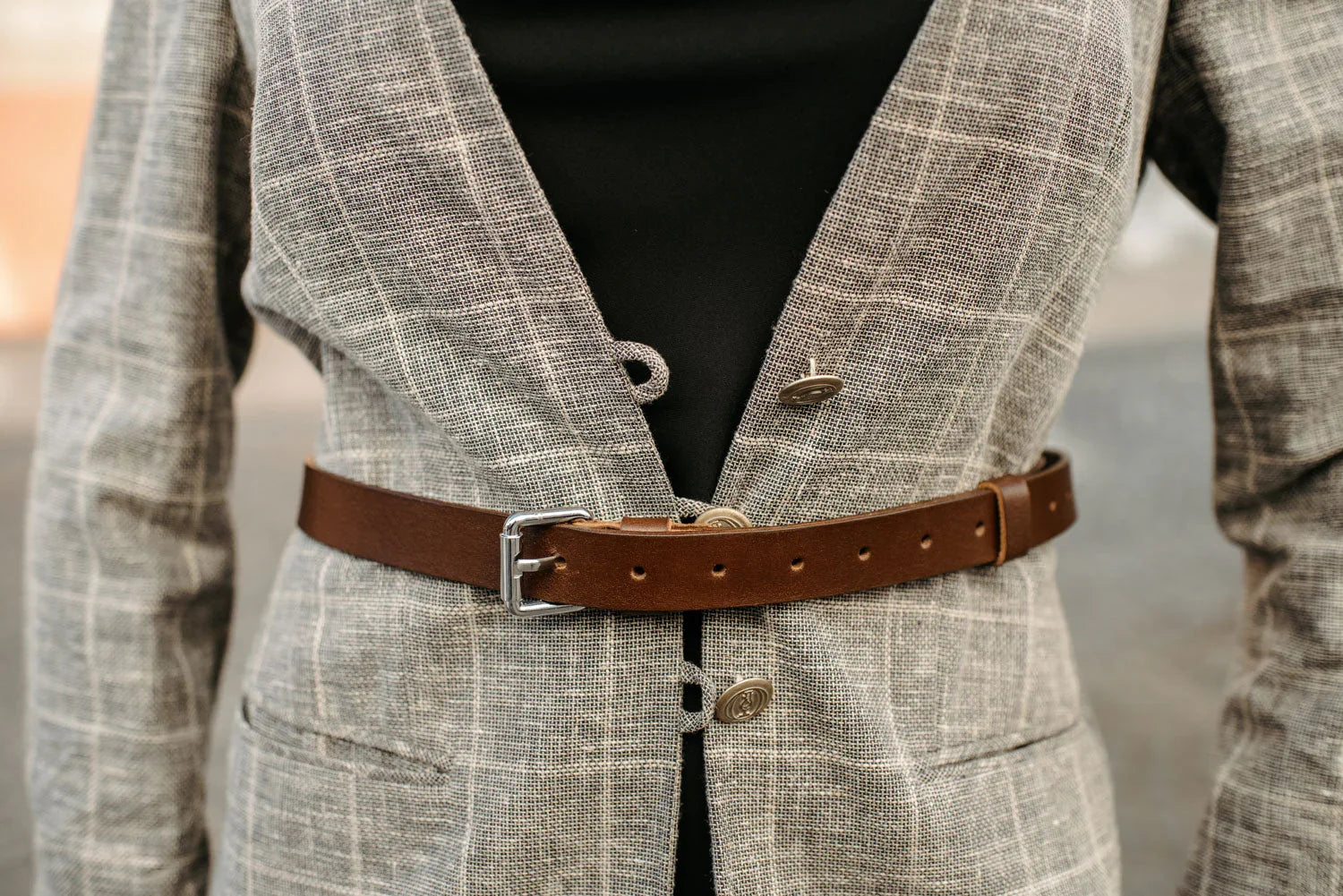 Women's Veg-Tanned Leather Belt – 1” Wide with Elegant Silver Buckle