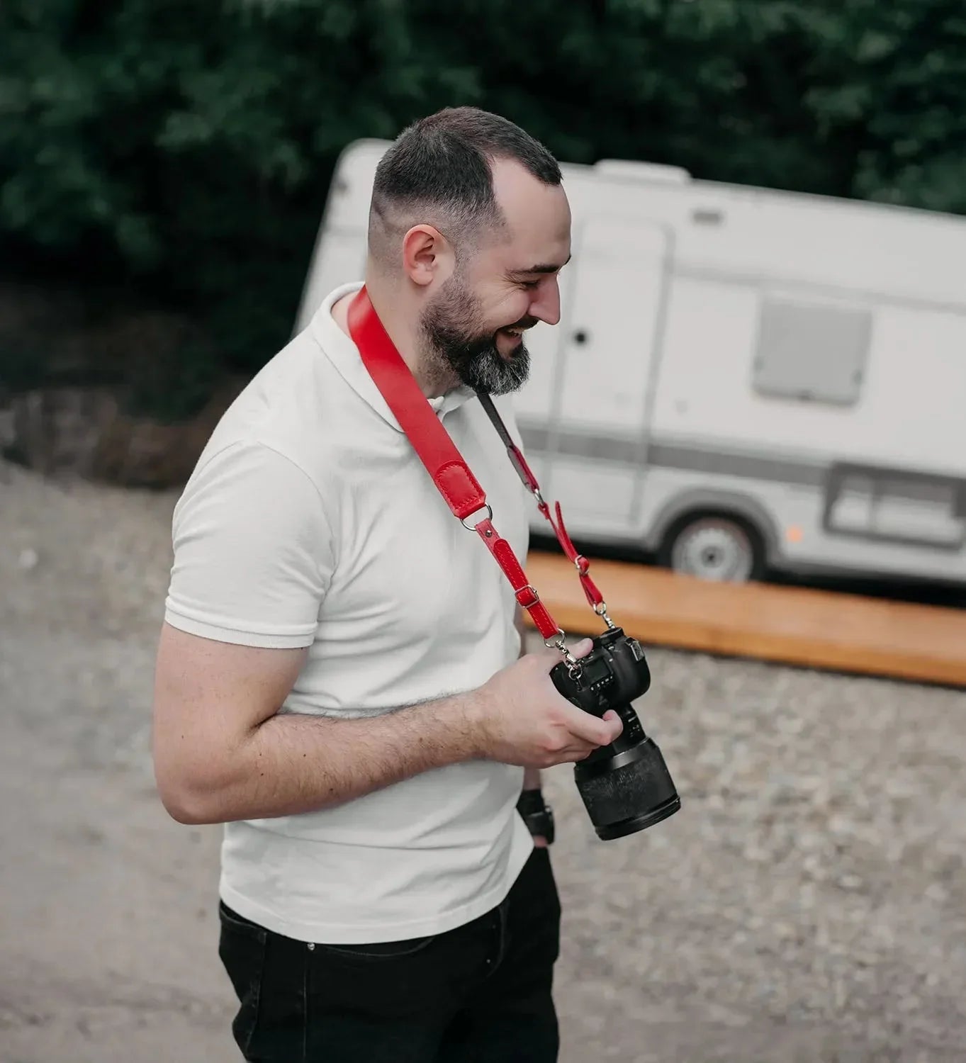 Leather Camera Neck Strap – Adjustable for DSLR & Mirrorless Cameras