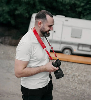 Leather Camera Neck Strap – Adjustable for DSLR & Mirrorless Cameras