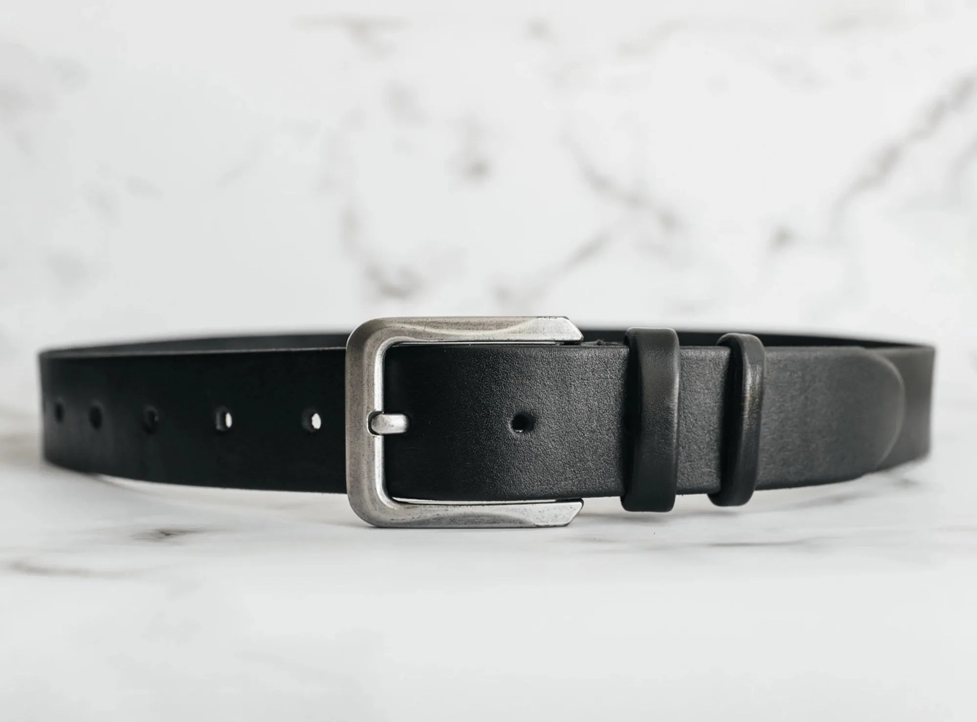Veg Tanned Leather Belt | Smooth Black - Wenderfarer