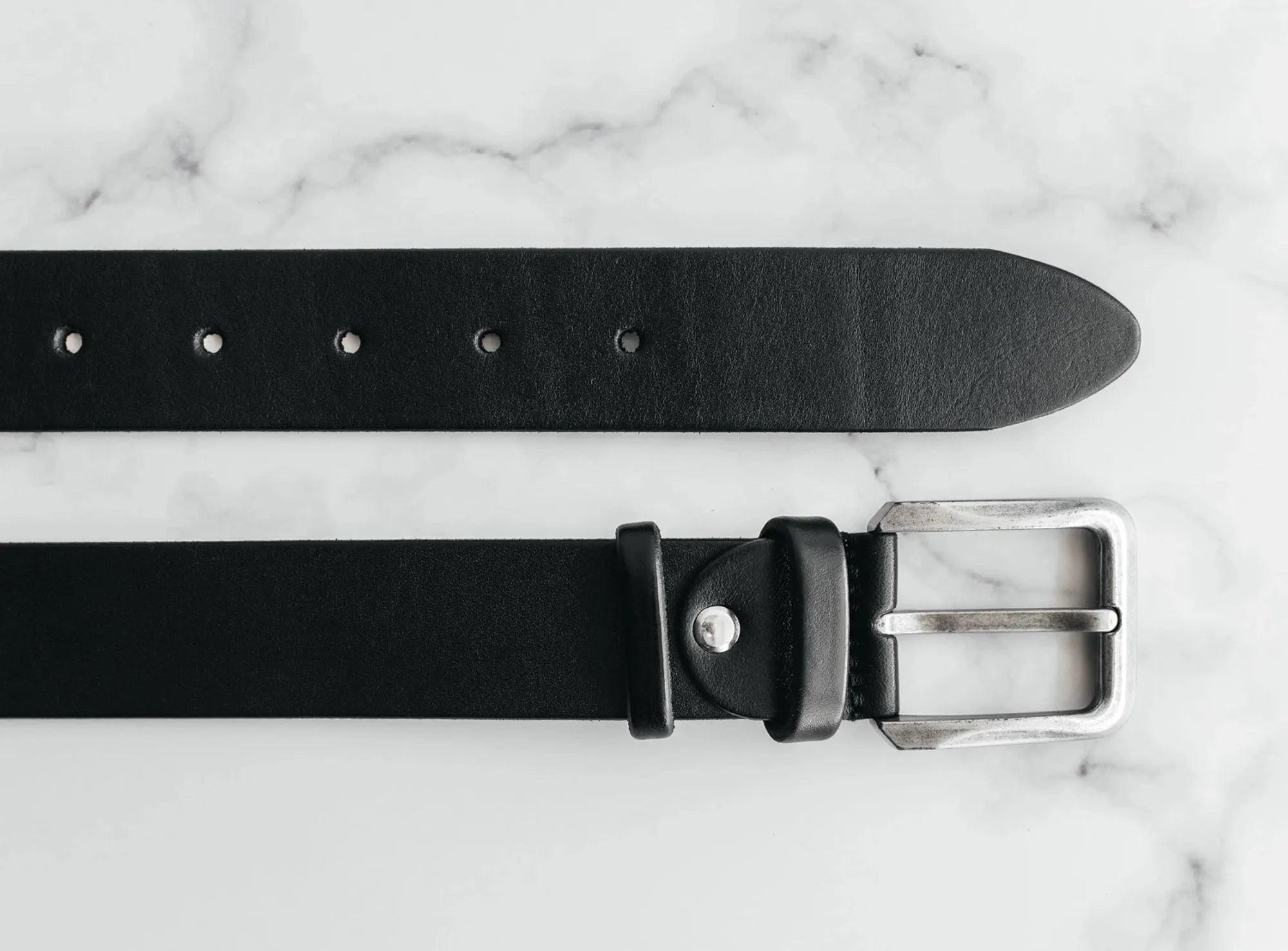 Veg Tanned Leather Belt | Smooth Black - Wenderfarer