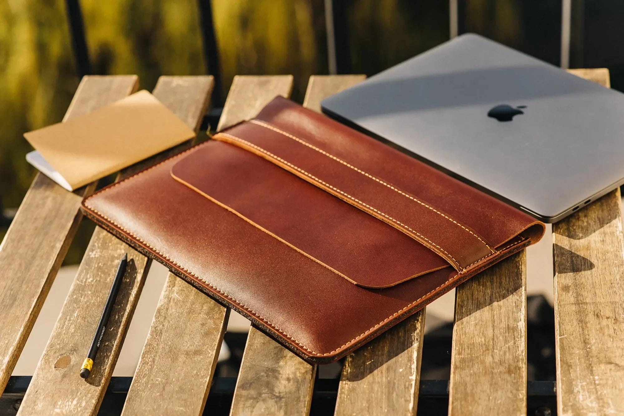 Timeless Leather MacBook Sleeve – All Sizes with Felt Lining