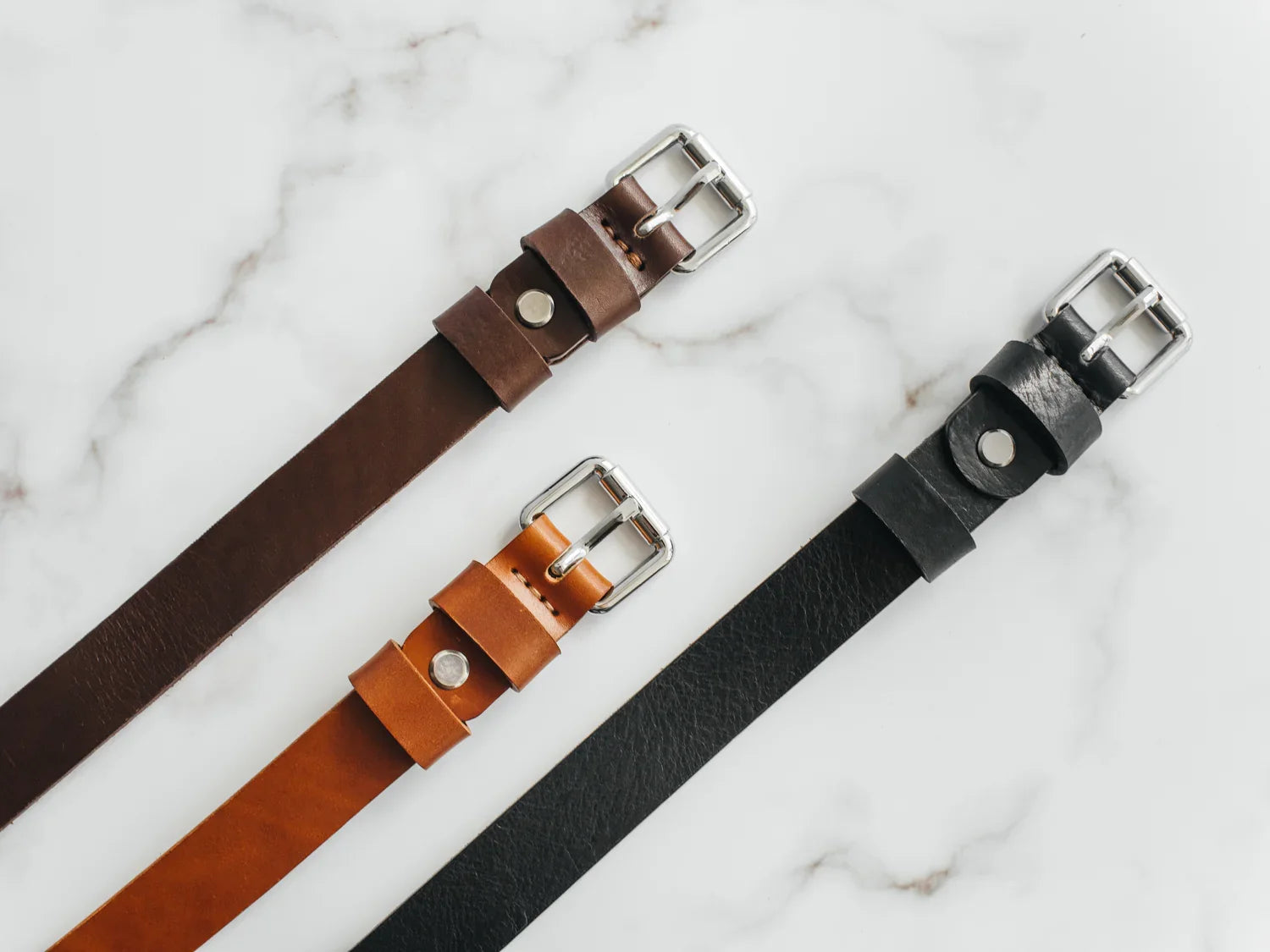 Women's Veg-Tanned Leather Belt – 1” Wide with Elegant Silver Buckle