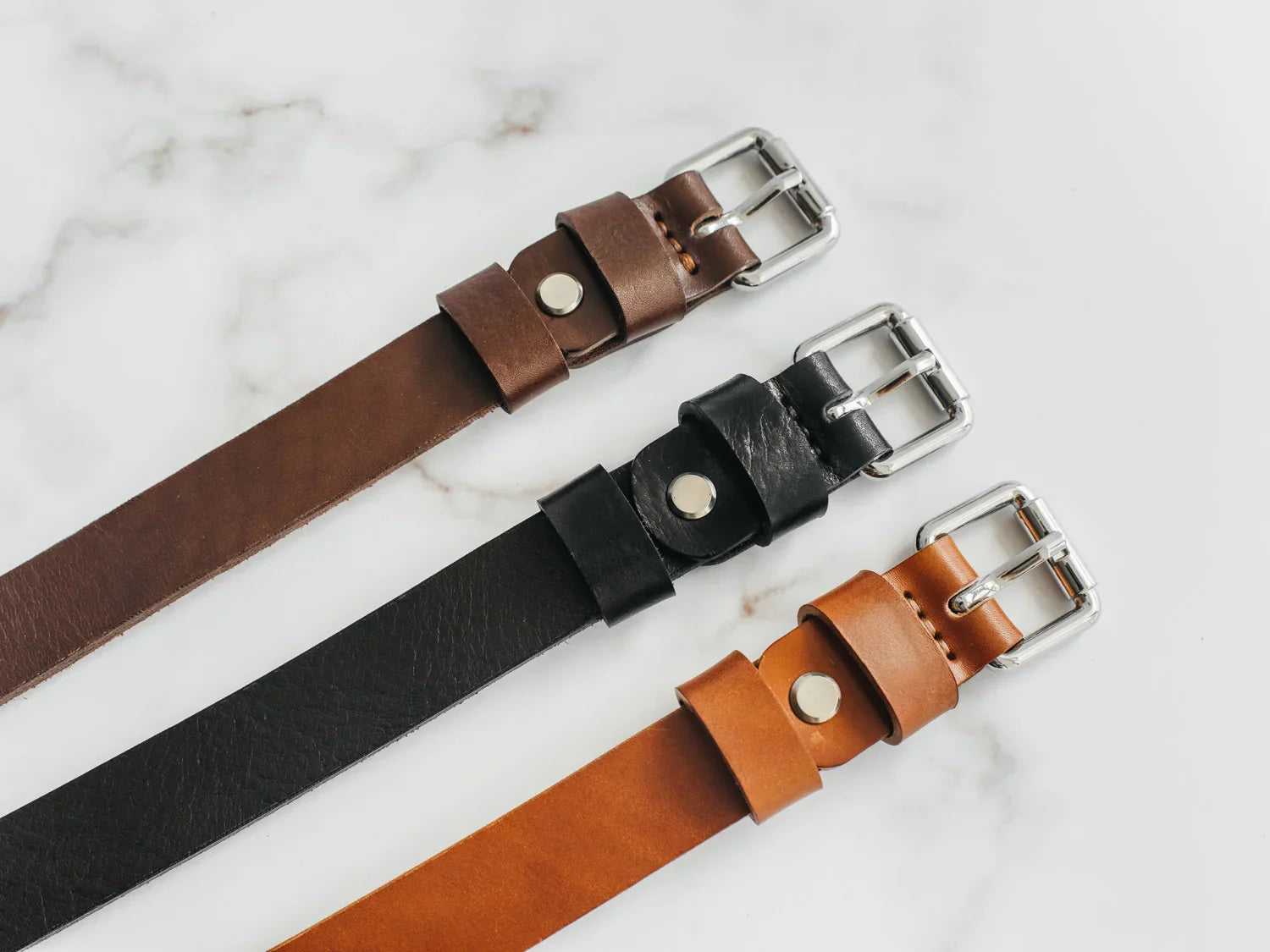 Women's Veg-Tanned Leather Belt – 1” Wide with Elegant Silver Buckle