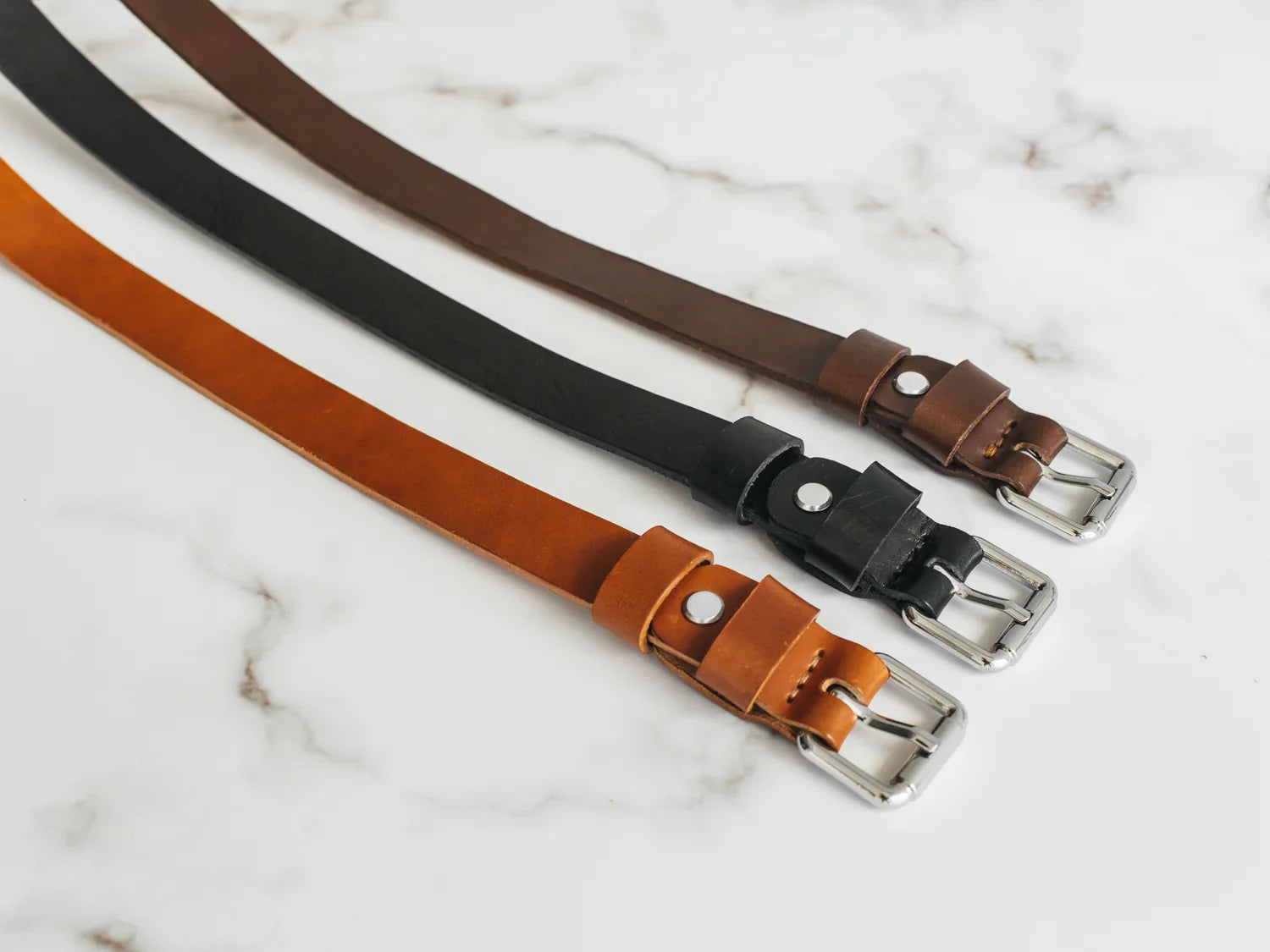 Women's Veg-Tanned Leather Belt – 1” Wide with Elegant Silver Buckle