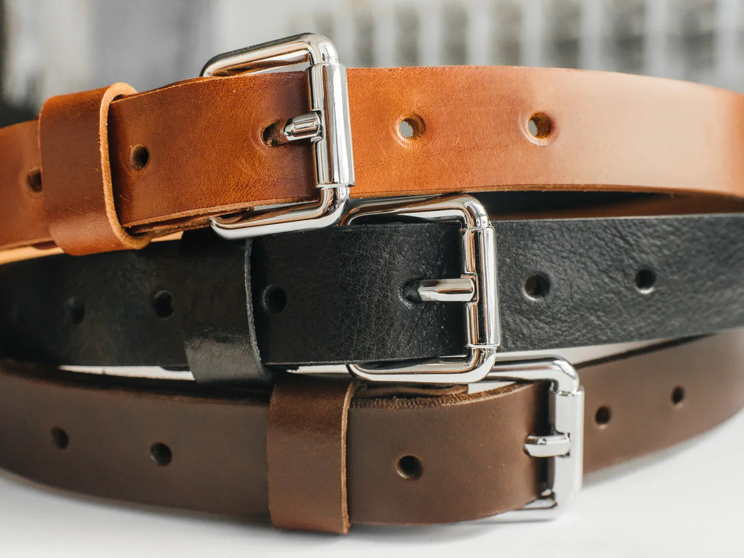 Women's Veg-Tanned Leather Belt – 1” Wide with Elegant Silver Buckle
