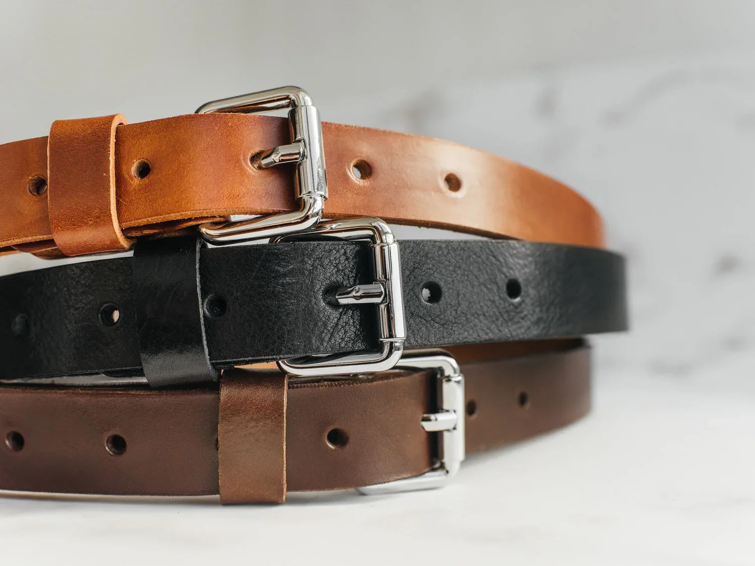 Women's Veg-Tanned Leather Belt – 1” Wide with Elegant Silver Buckle