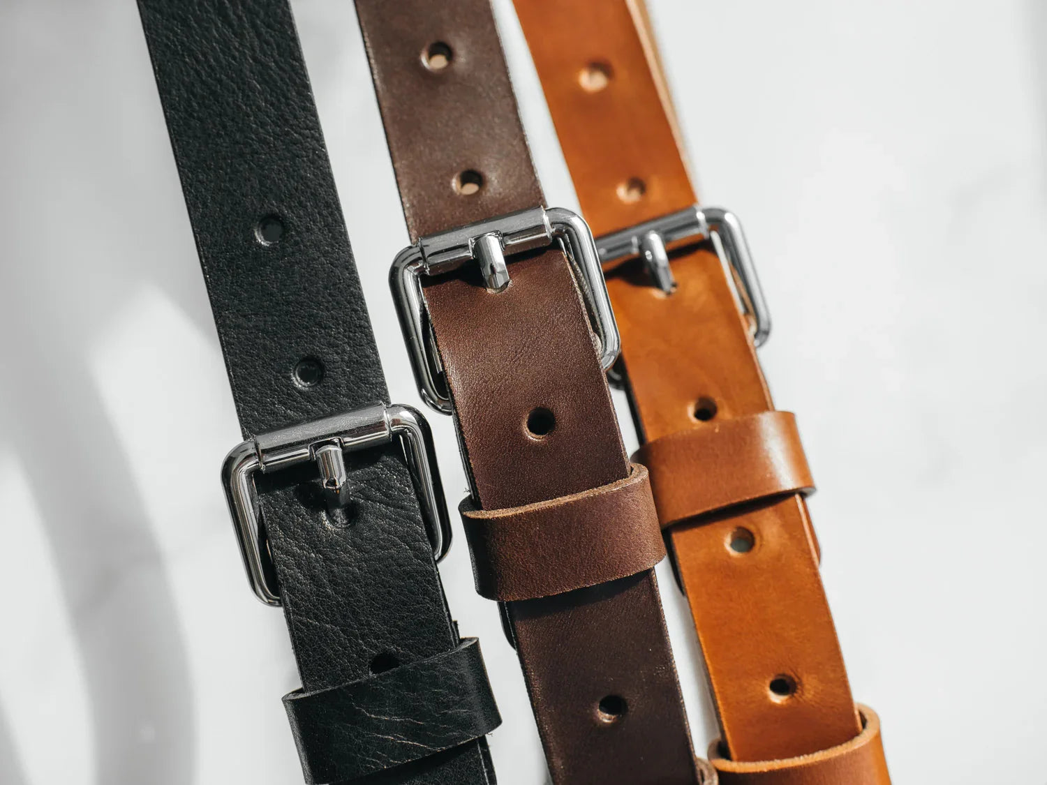 Women's Veg-Tanned Leather Belt – 1” Wide with Elegant Silver Buckle