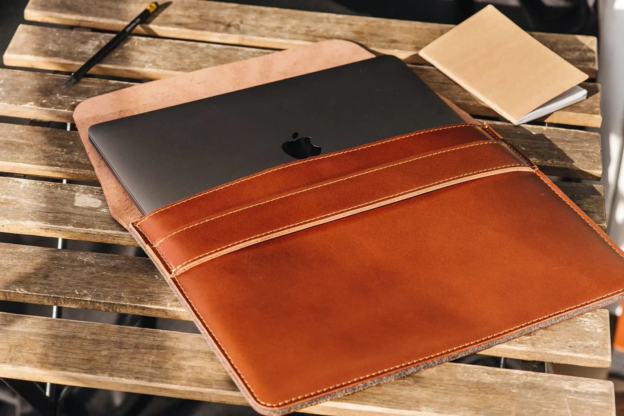 Timeless Leather MacBook Sleeve – All Sizes with Felt Lining