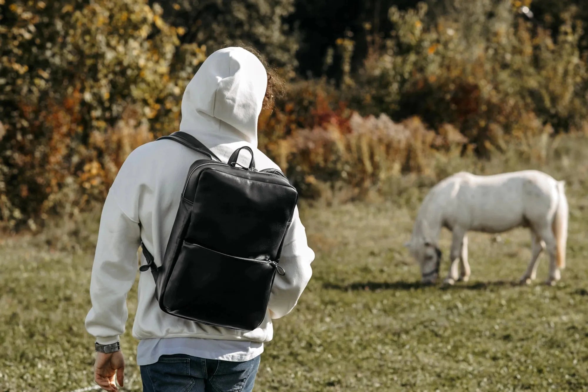 Leather Backpack for Laptop - Nomad | Black - Wenderfarer