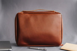 Smooth Leather A4 Folio for Laptop, Cables, Documents