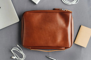 Smooth Leather A4 Folio for Laptop, Cables, Documents