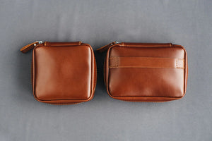 Zippered Leather Cable Organizer with Handle | Travel Tech Pouch