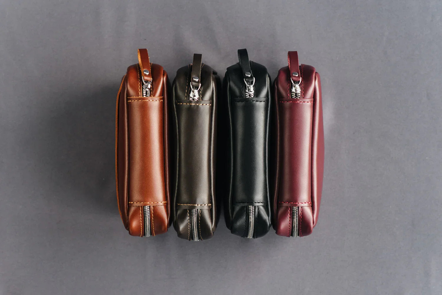 Zippered Leather Cable Organizer with Handle | Travel Tech Pouch