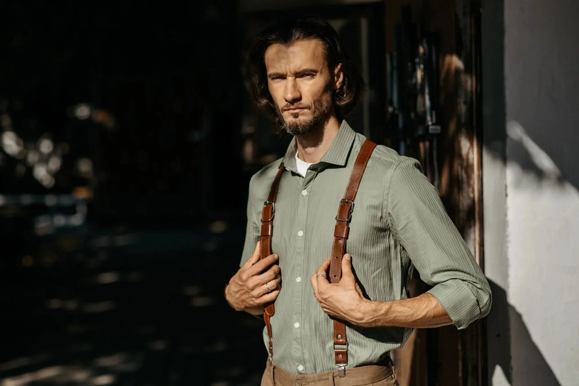 Premium Leather Suspenders – Adjustable with Metal Buckles