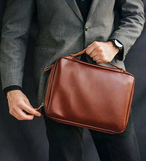 Smooth Leather A4 Folio for Laptop, Cables, Documents