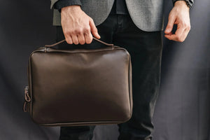 Smooth Leather A4 Folio for Laptop, Cables, Documents