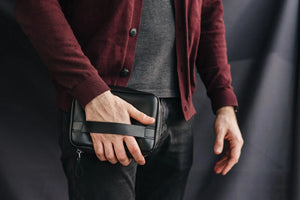 Zippered Leather Organizer for Cables and Tech | Black - Wenderfarer