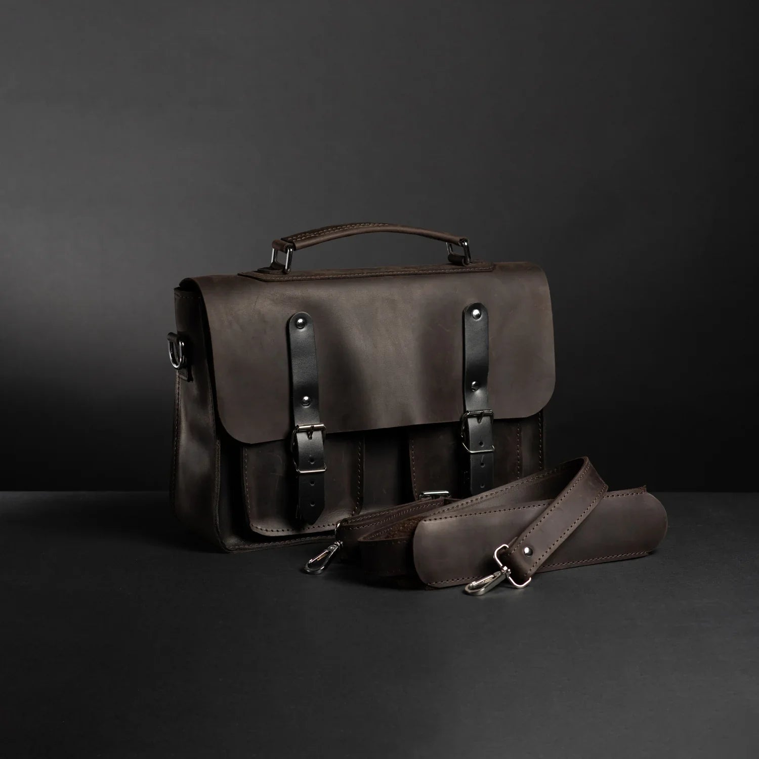 Waxed Matte Leather Satchel Bag | Barrister