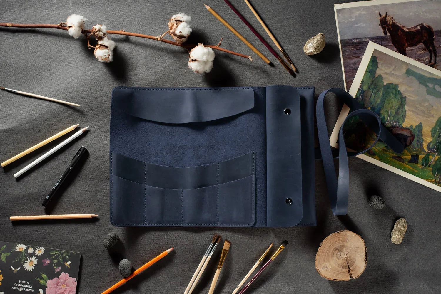 Artist’s Brush and Tool Roll – Handmade in Waxed Leather