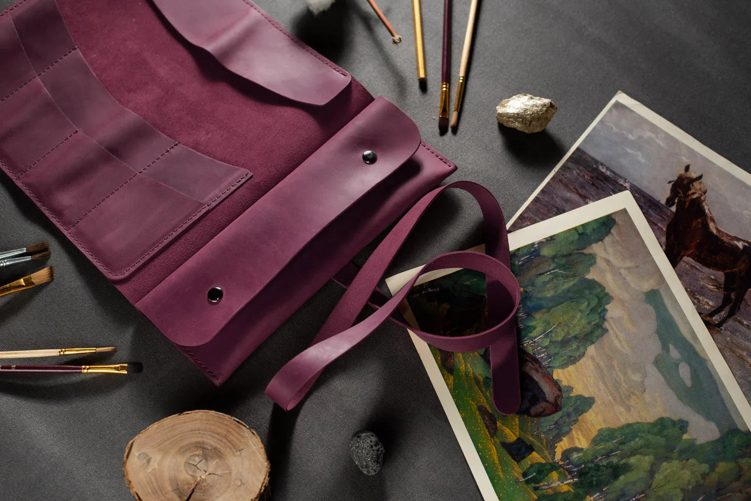 Artist’s Brush and Tool Roll – Handmade in Waxed Leather