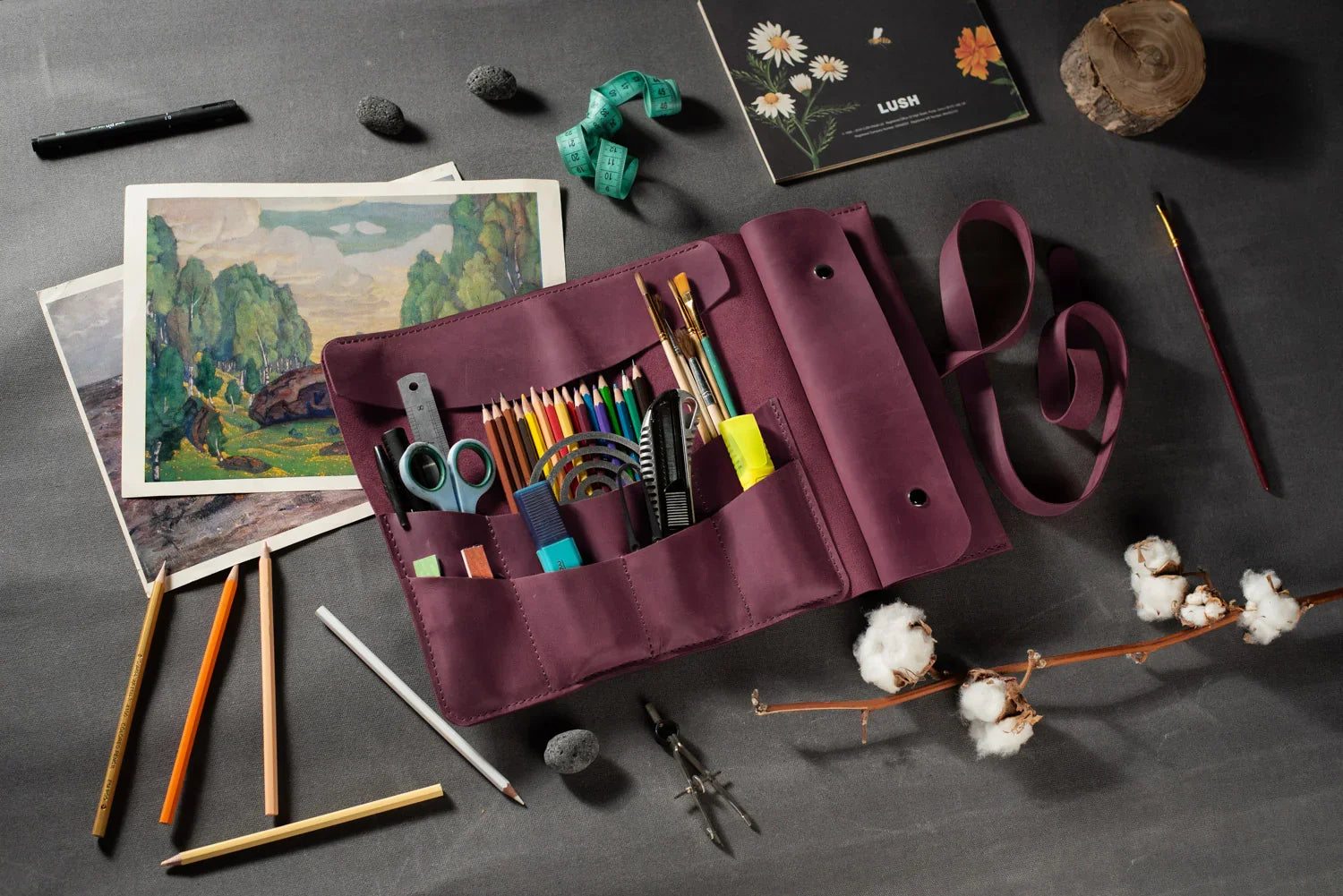 Artist’s Brush and Tool Roll – Handmade in Waxed Leather