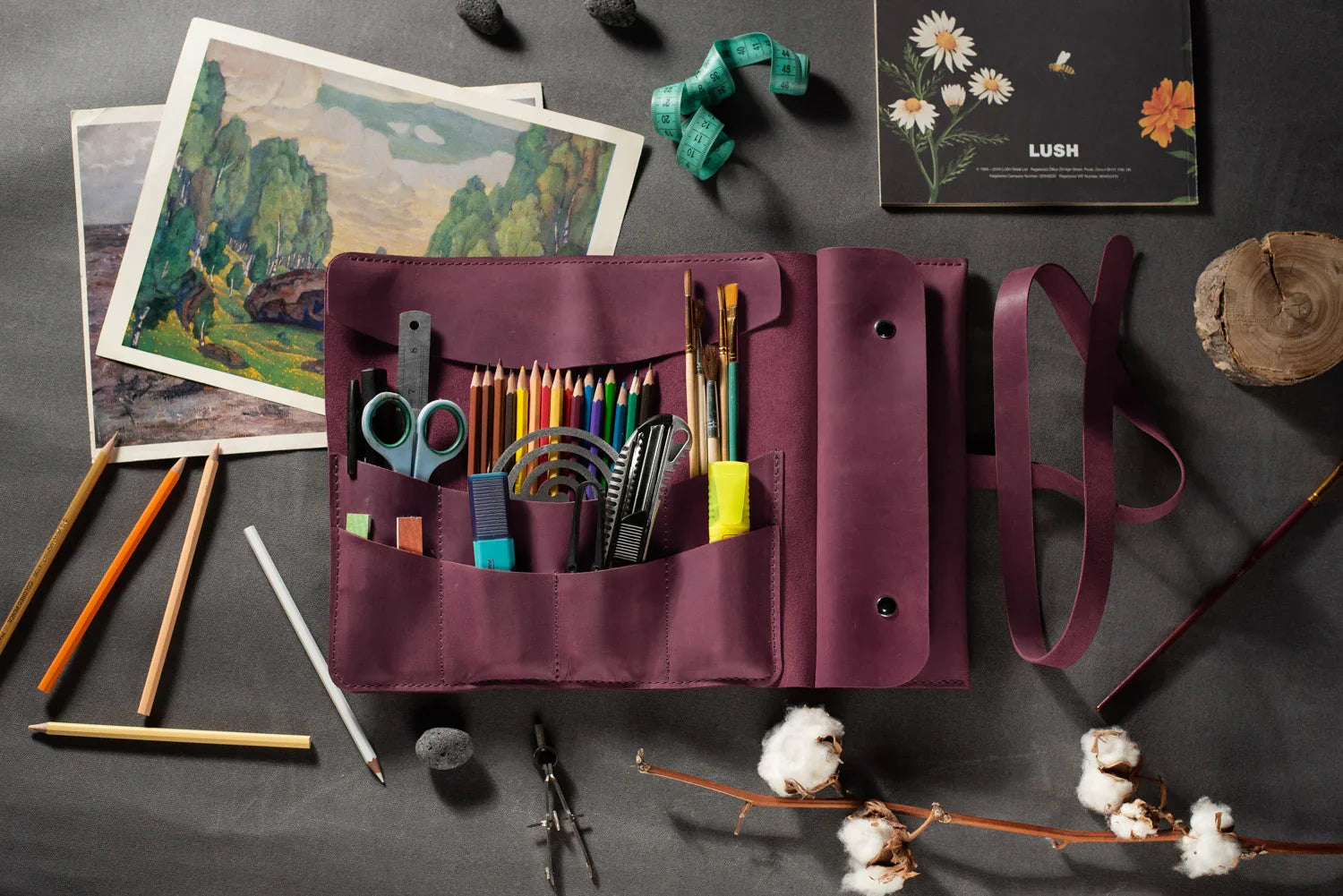 Artist’s Brush and Tool Roll – Handmade in Waxed Leather
