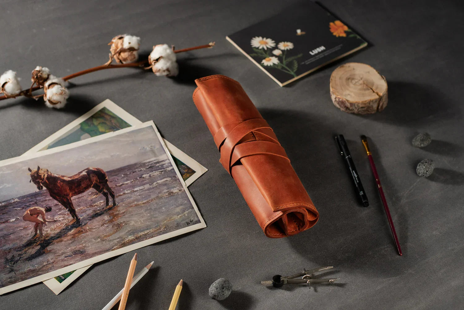 Artist’s Brush and Tool Roll – Handmade in Waxed Leather