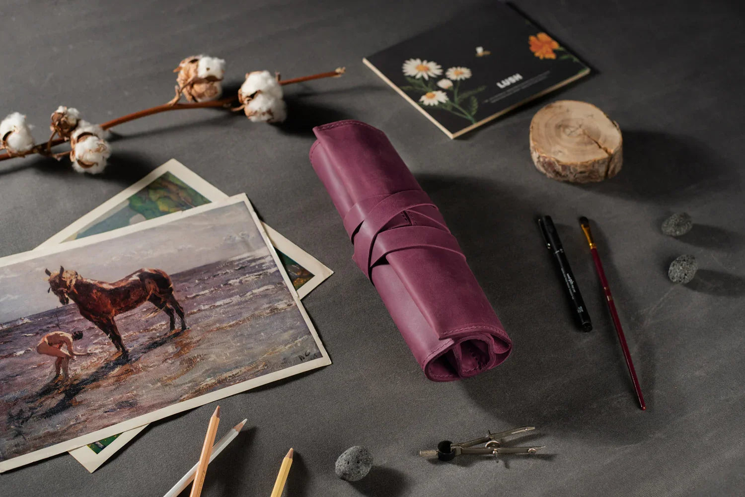 Artist’s Brush and Tool Roll – Handmade in Waxed Leather