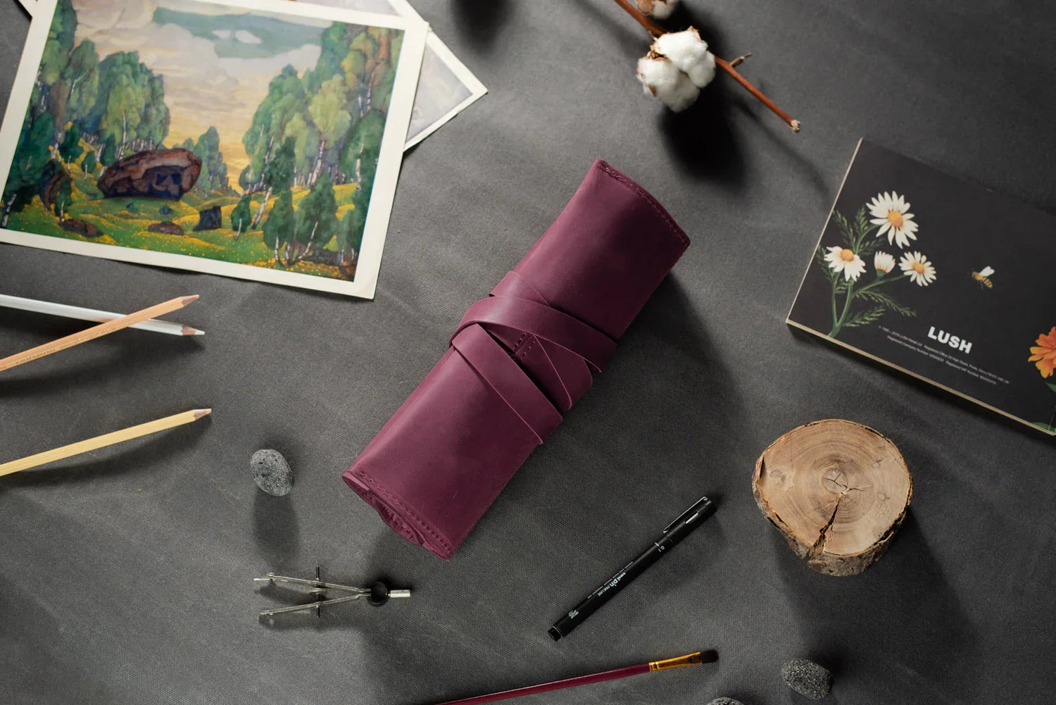 Artist’s Brush and Tool Roll – Handmade in Waxed Leather