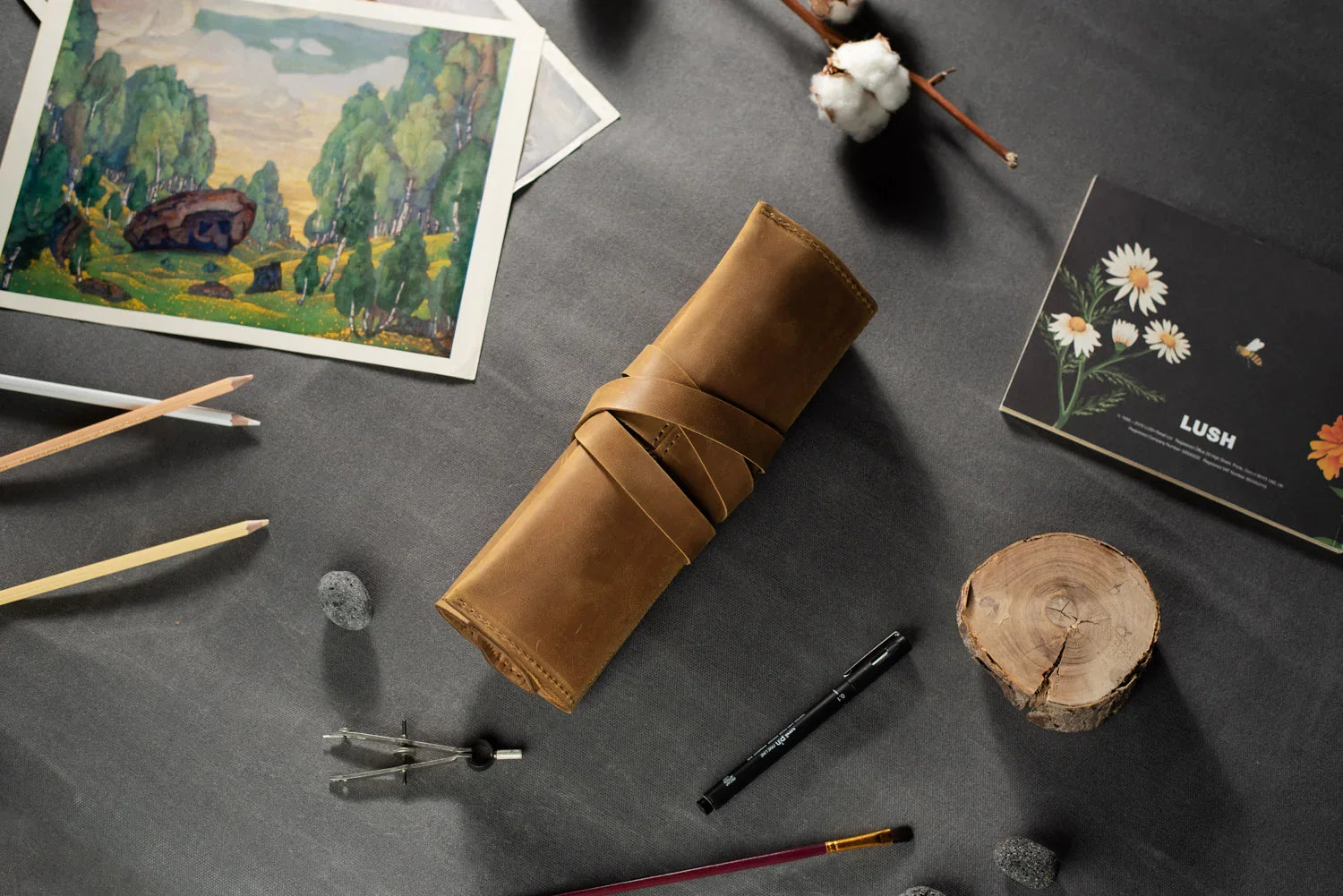 Artist’s Brush and Tool Roll – Handmade in Waxed Leather