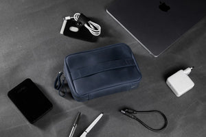 Distressed Leather Tech Organizer with Zipper | Tech & Cable Case