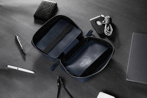 Distressed Leather Tech Organizer with Zipper | Tech & Cable Case