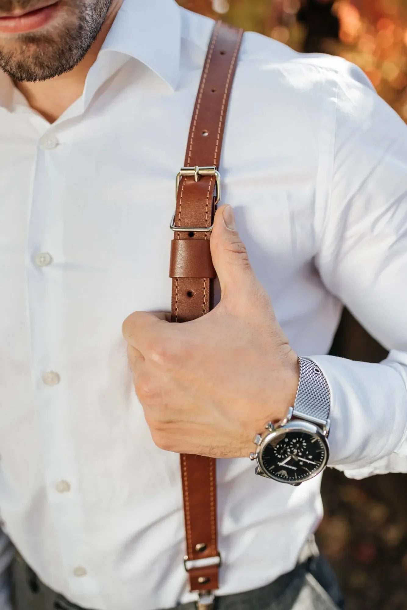 Premium Leather Suspenders – Adjustable with Metal Buckles