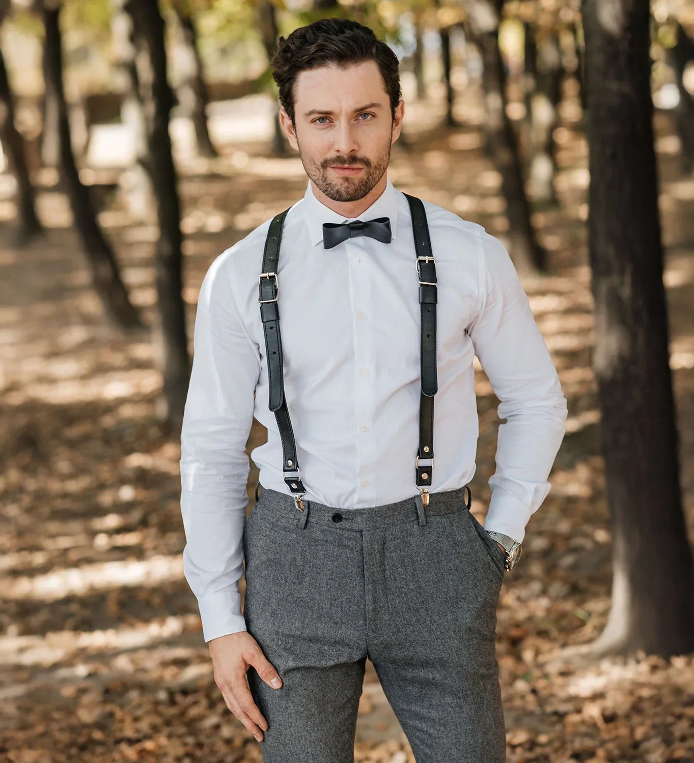 Premium Leather Suspenders – Adjustable with Metal Buckles