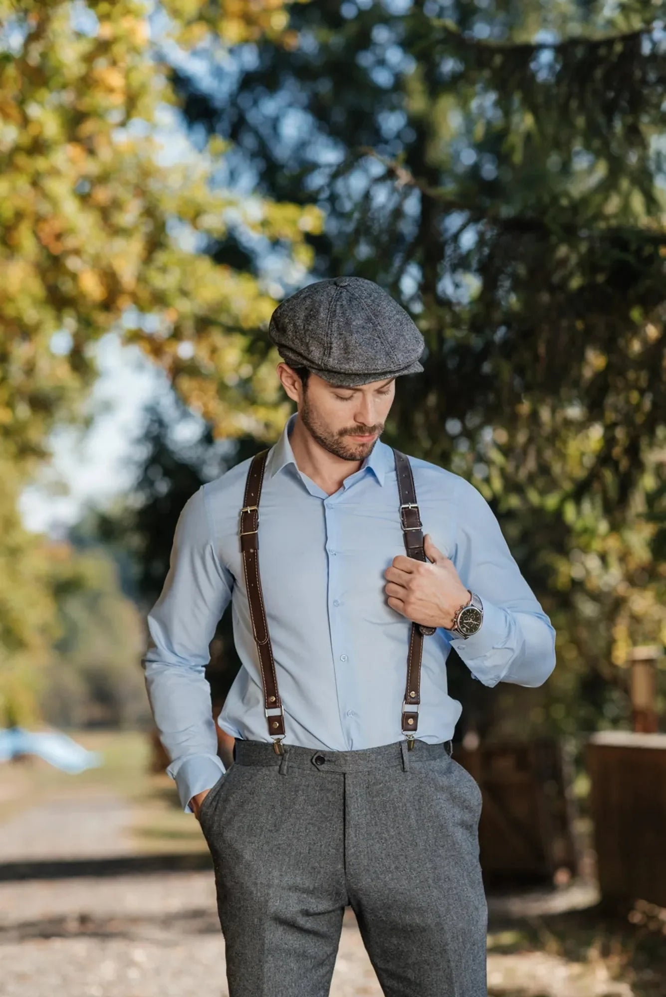 Premium Leather Suspenders – Adjustable with Metal Buckles