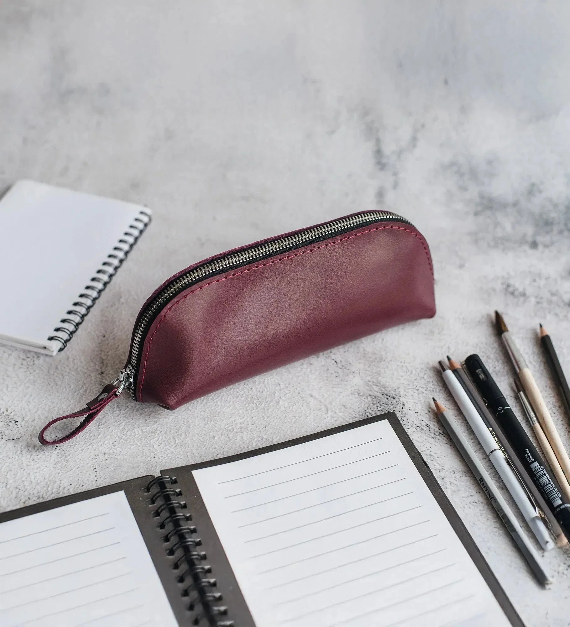 Zippered Leather Case for Pens, Pencils & Small Tools