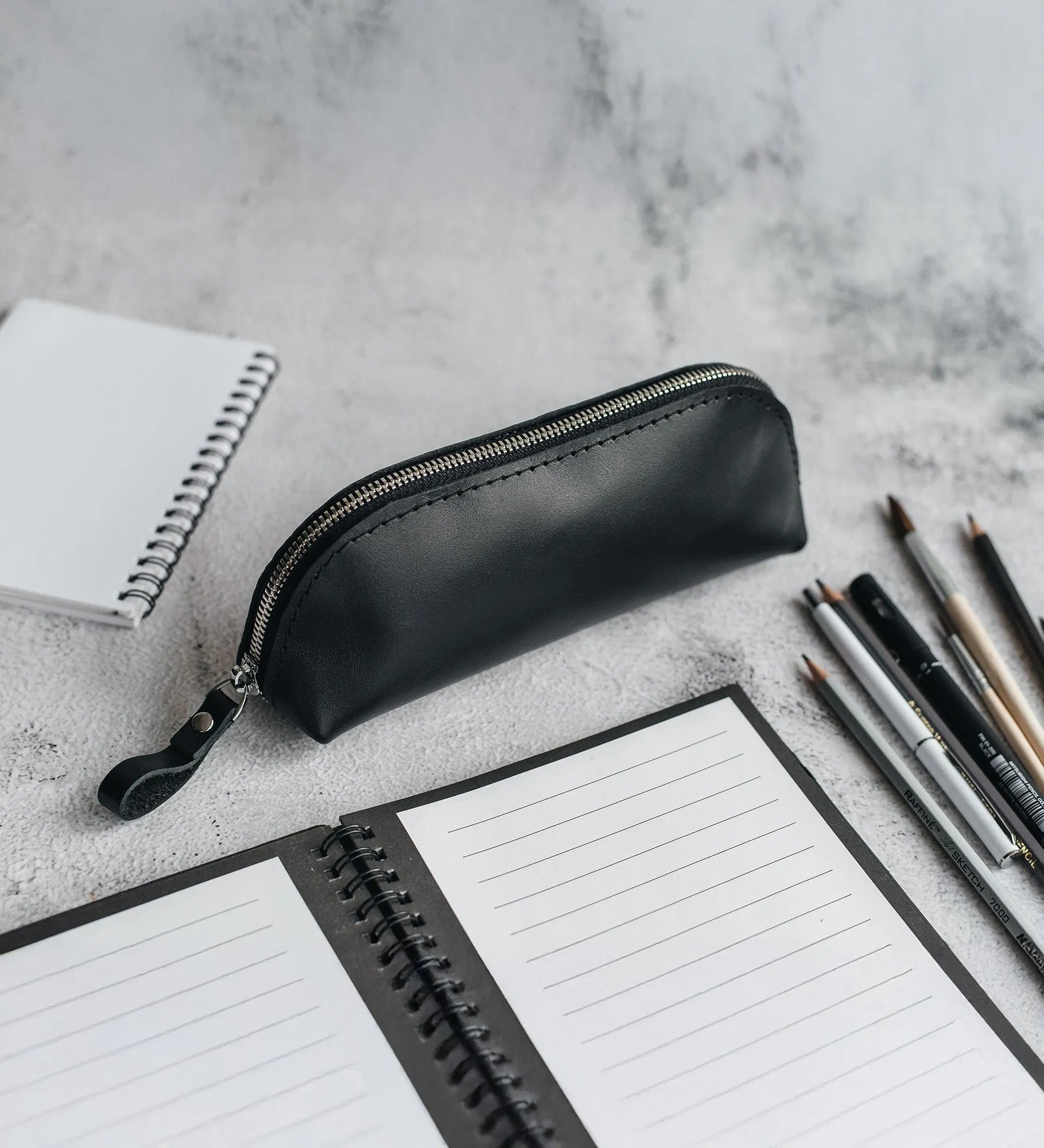 Zippered Leather Case for Pens, Pencils & Small Tools