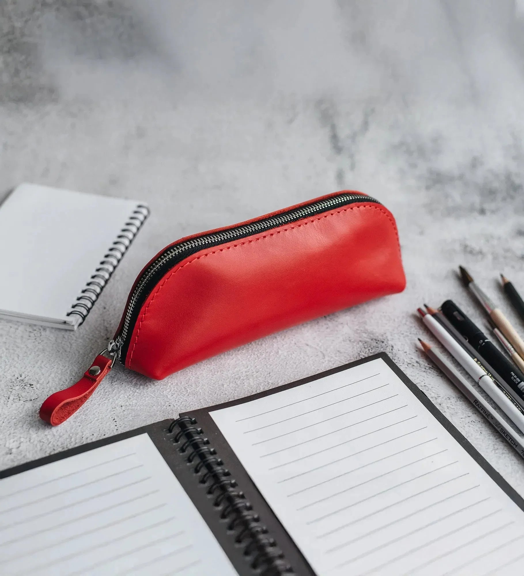 Zippered Leather Case for Pens, Pencils & Small Tools