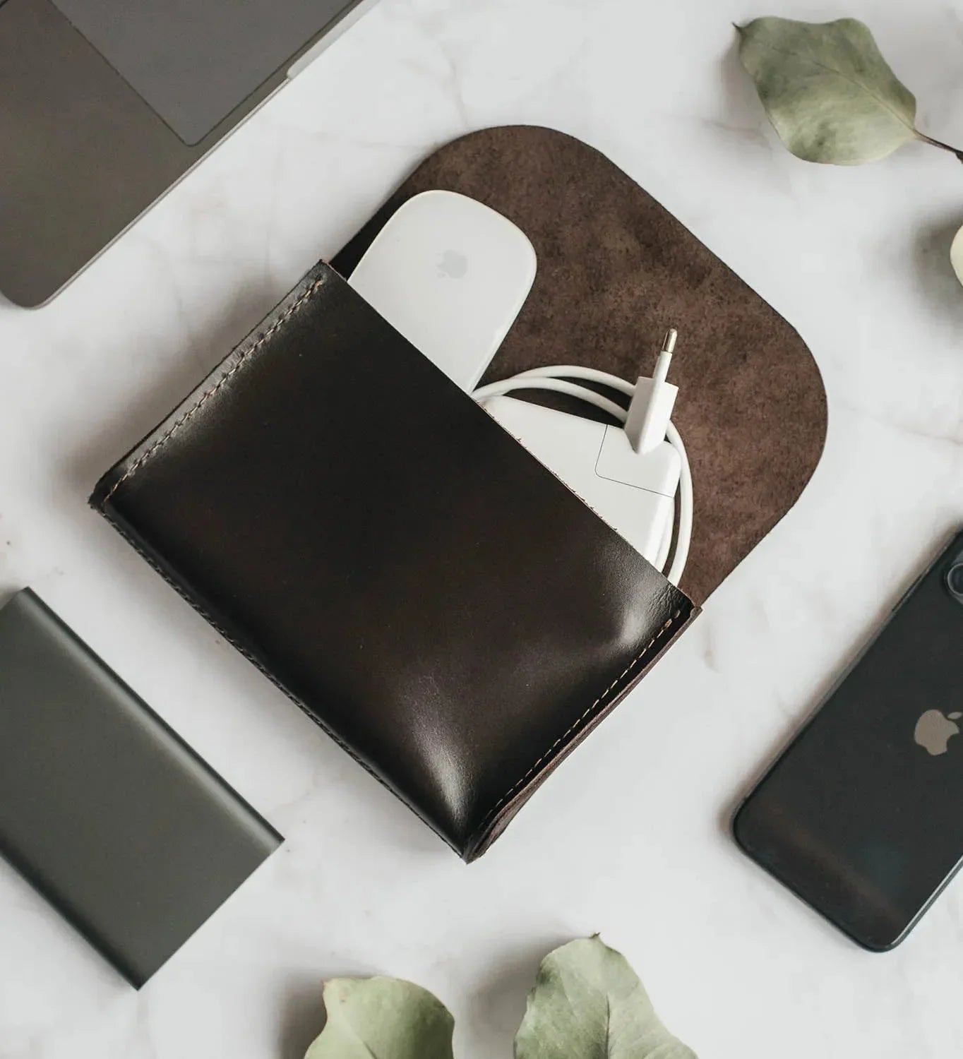 Leather Tech Pouch for Cables & Accessories | Saver