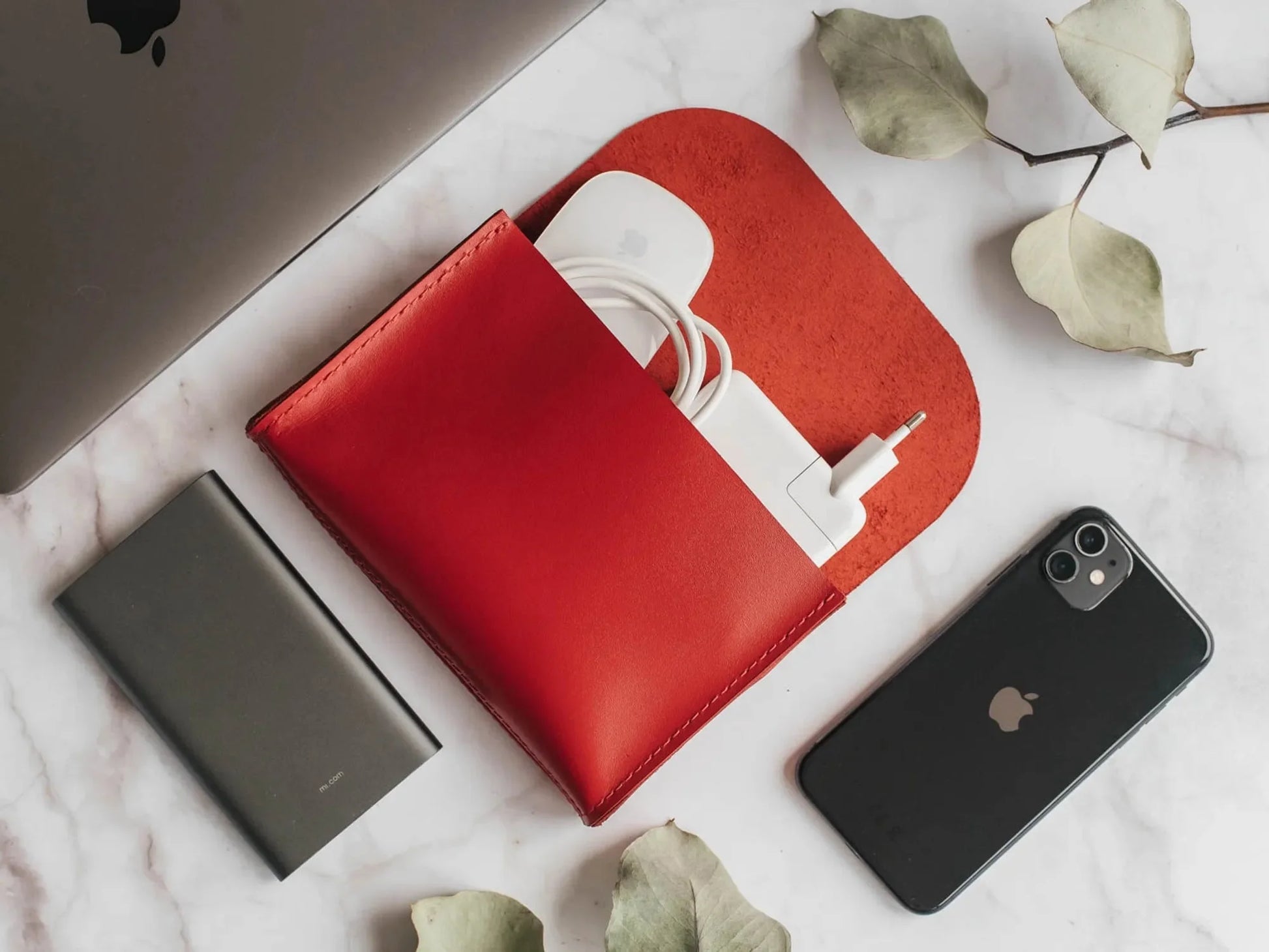 Leather Tech Pouch for Cables & Accessories | Saver