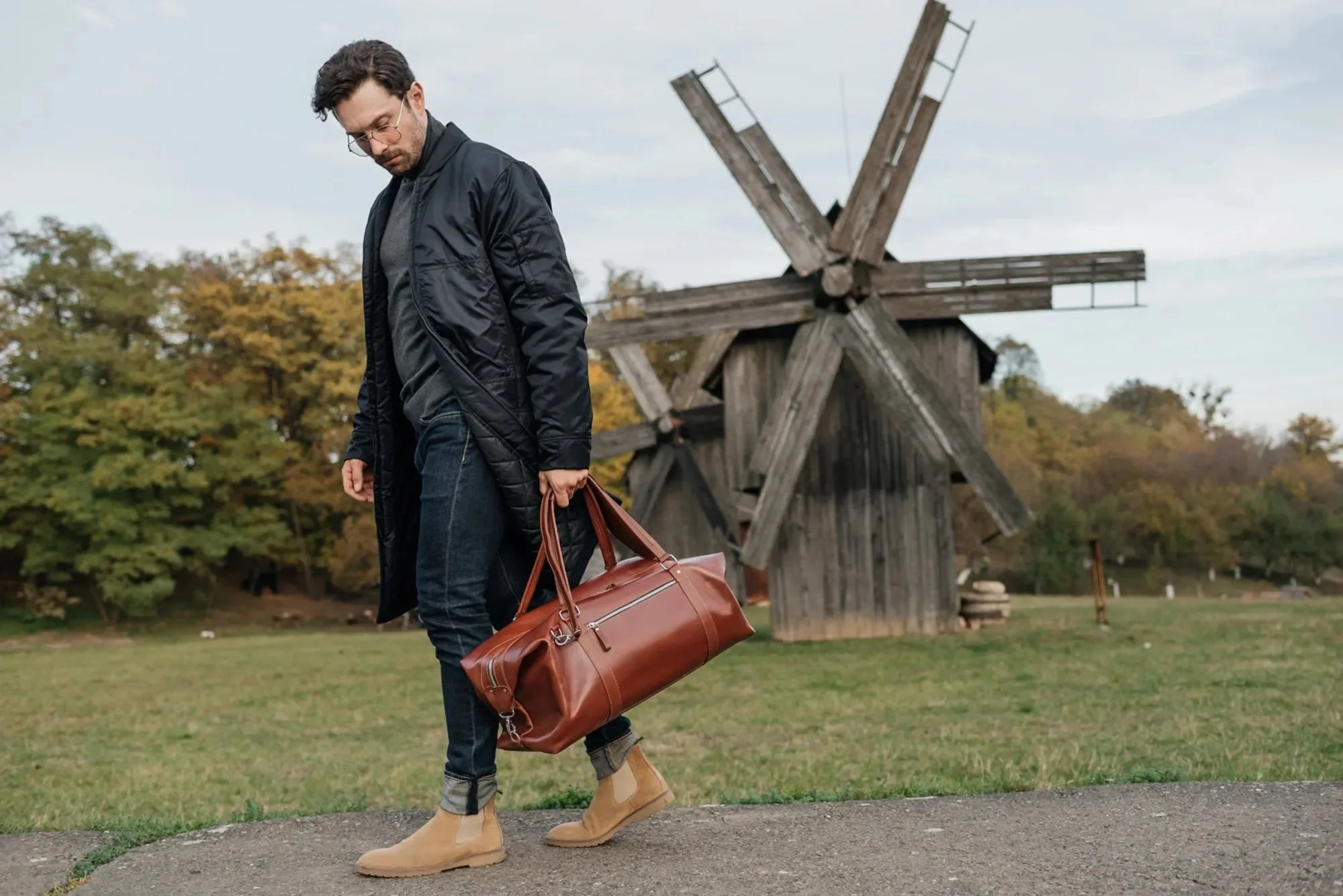 Smooth Leather Travel Bag – Men's Duffel for Weekend Getaways | Stout
