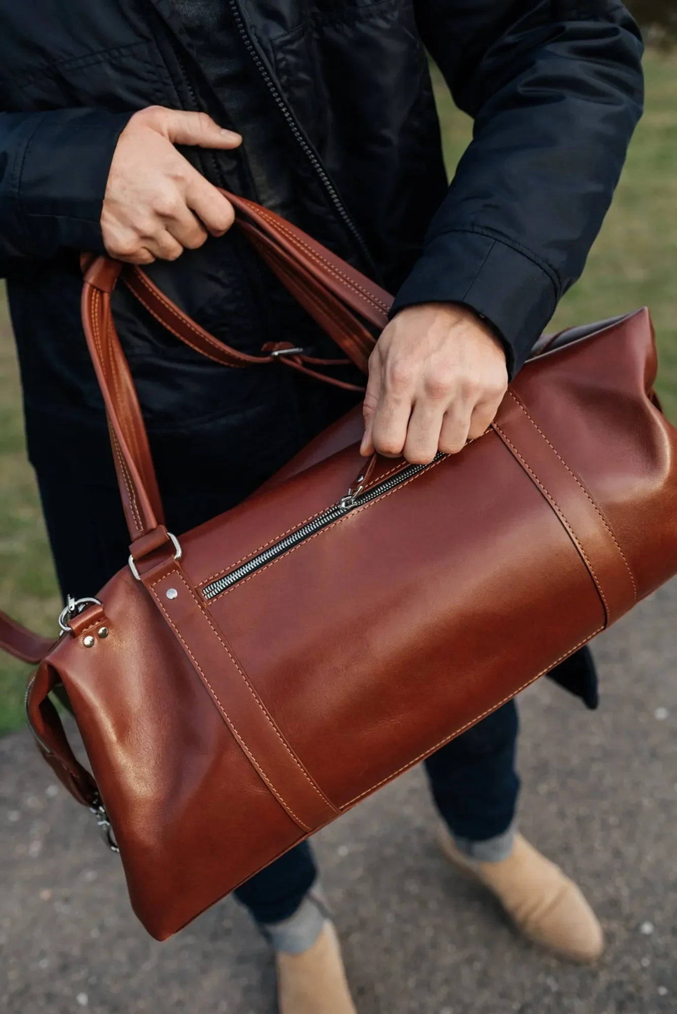 Smooth Leather Travel Bag – Men's Duffel for Weekend Getaways | Stout