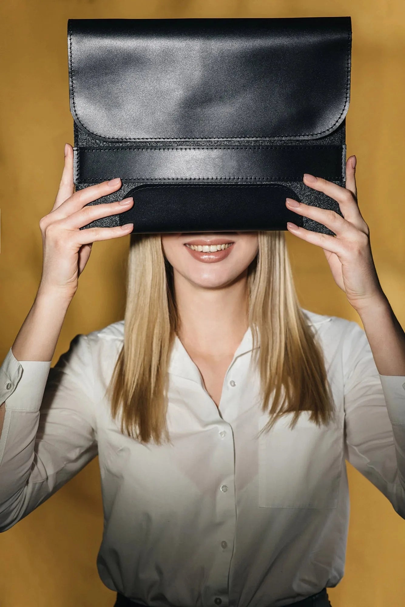 Leather & Wool MacBook Case | Smooth Black - Wenderfarer