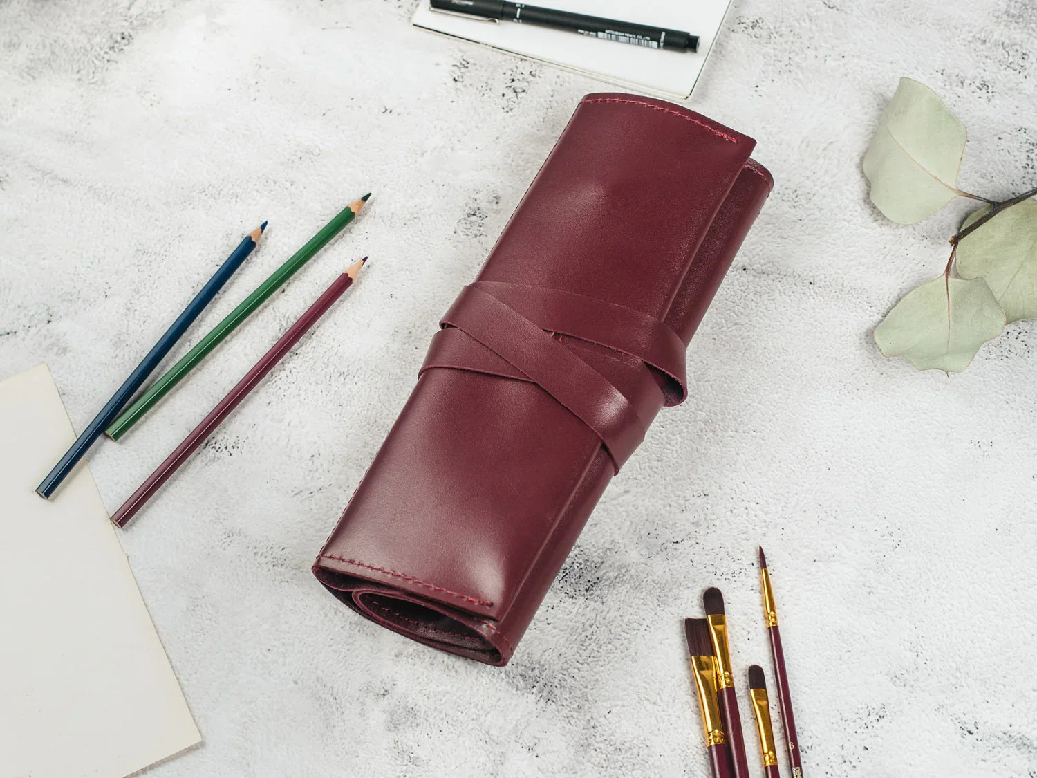 The Essential Roll – Smooth Leather Wrap for Brushes & Tools