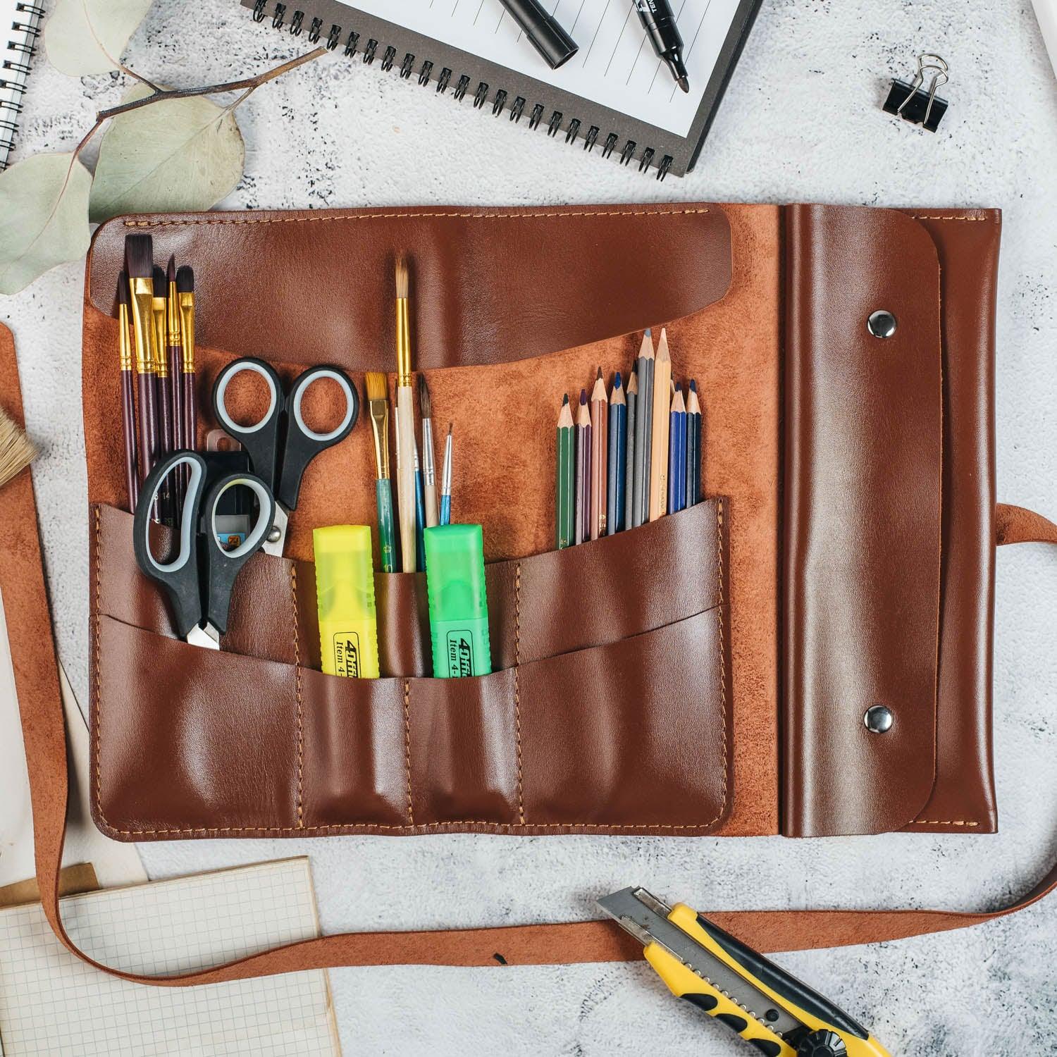 The Essential Roll – Smooth Leather Wrap for Brushes & Tools