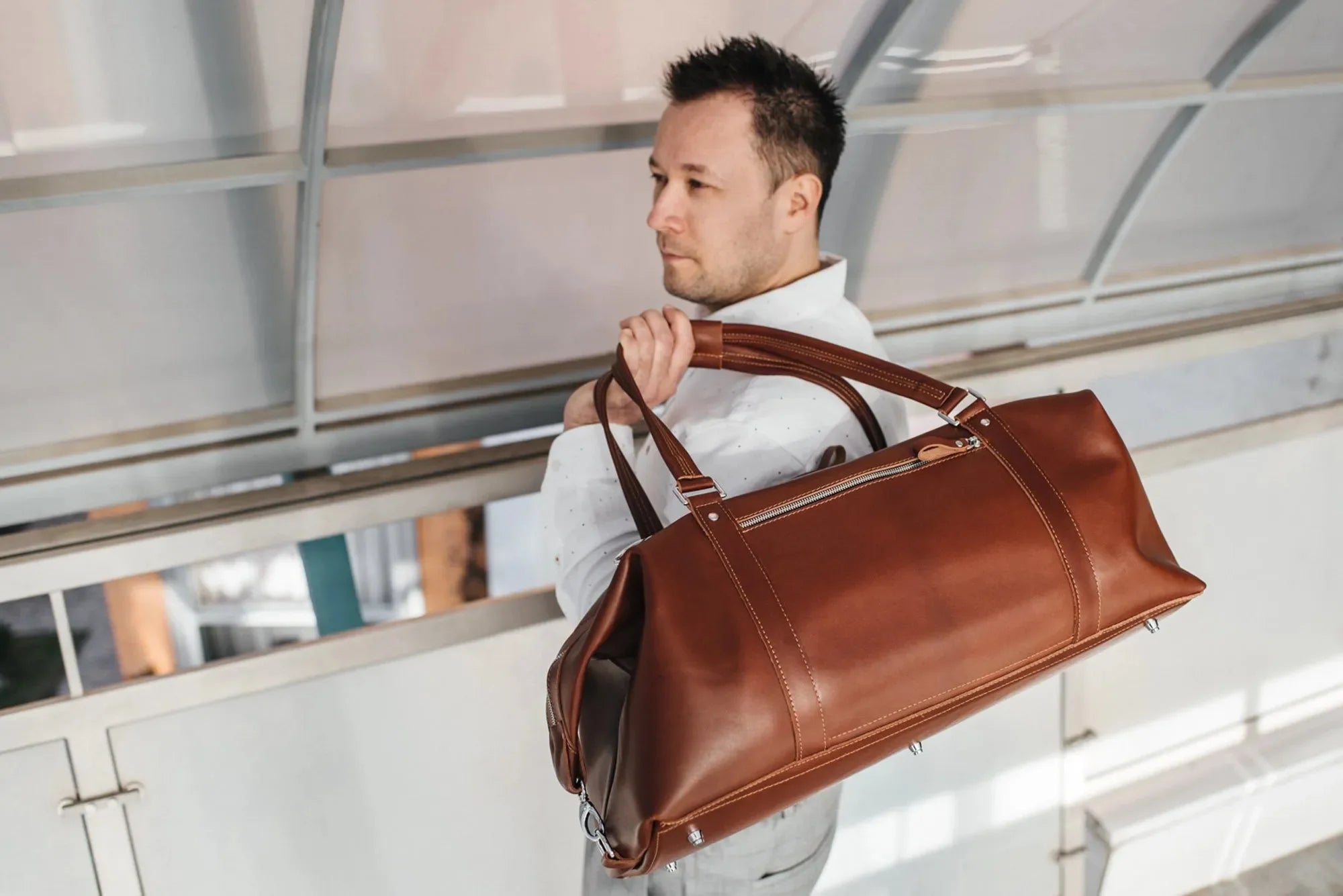 Smooth Leather Travel Bag – Men's Duffel for Weekend Getaways | Stout
