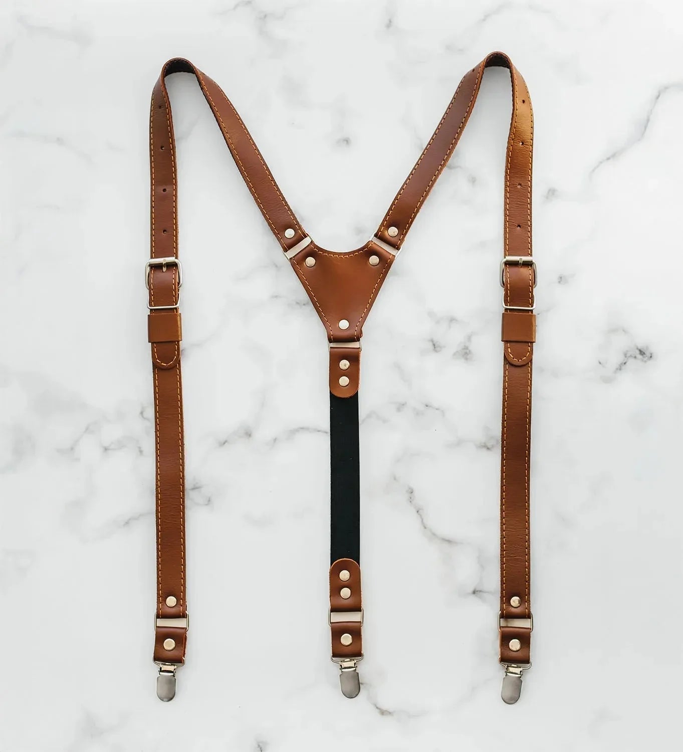 Premium Leather Suspenders – Adjustable with Metal Buckles