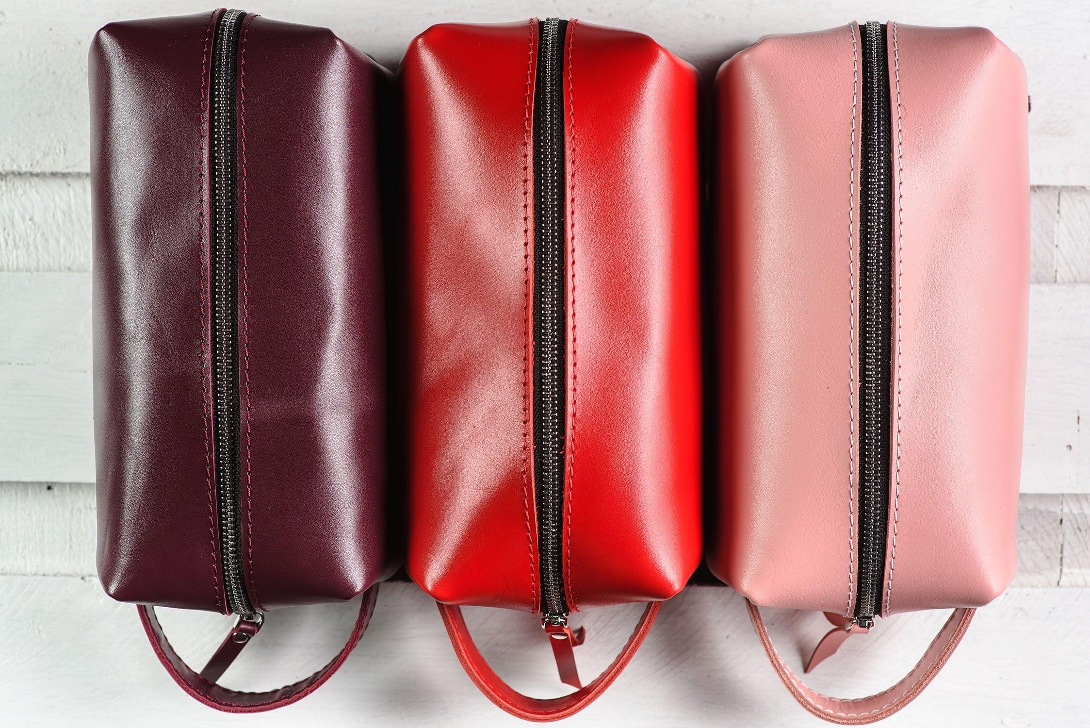 Smooth Leather Dopp Kit – Travel Toiletry Bag for Men